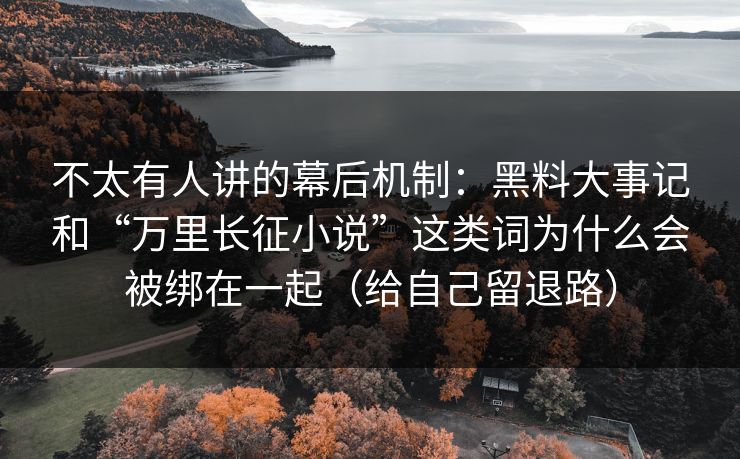 不太有人讲的幕后机制：黑料大事记和“万里长征小说”这类词为什么会被绑在一起（给自己留退路）